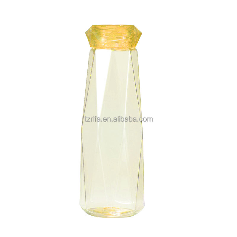 Portable 550ml Creative Colorful Diamond Bottle BPA-Free Direct Drinking Mug Lid for Camping Plastic Drinkware