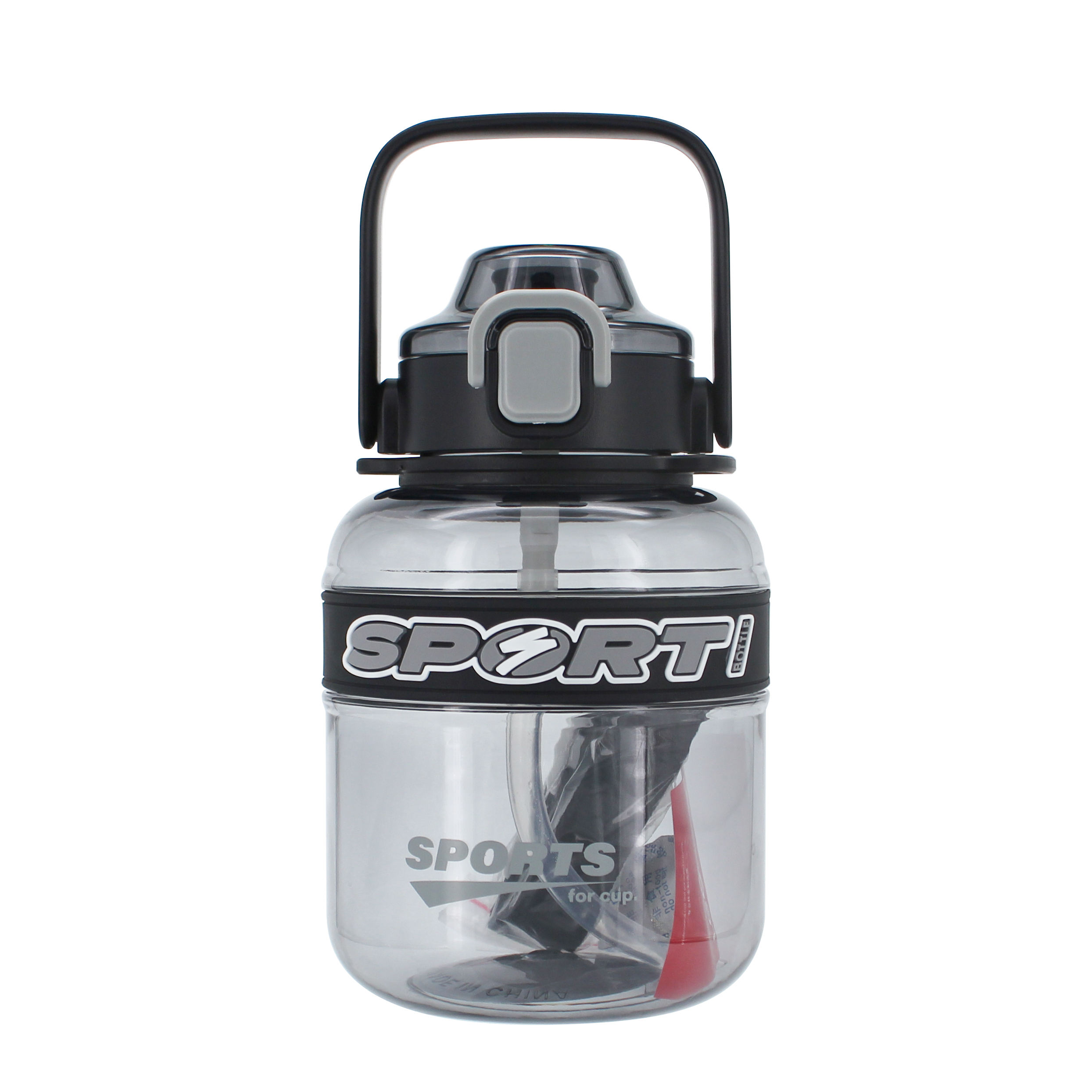 Portable 1500ml Transparent Sports Gym Fitness Water Bottles Plastic Drinkware with Straw