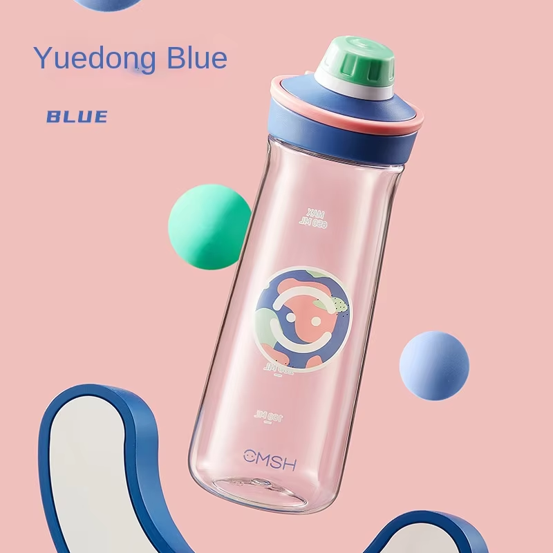 Cute Aesthetic Plastic Fitness Water Bottles BPA-Free Portable Direct Drinking Cup with Bouncing Cover Rope for Summer Camping