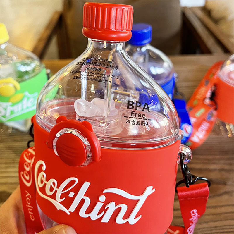 Portable 300ml Plastic Water Bottle with Straw and Strap Summer Collection Leakproof and for Boiling Water for Kids Camping