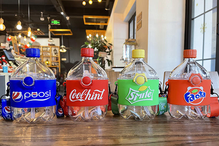 Portable 300ml Plastic Water Bottle with Straw and Strap Summer Collection Leakproof and for Boiling Water for Kids Camping