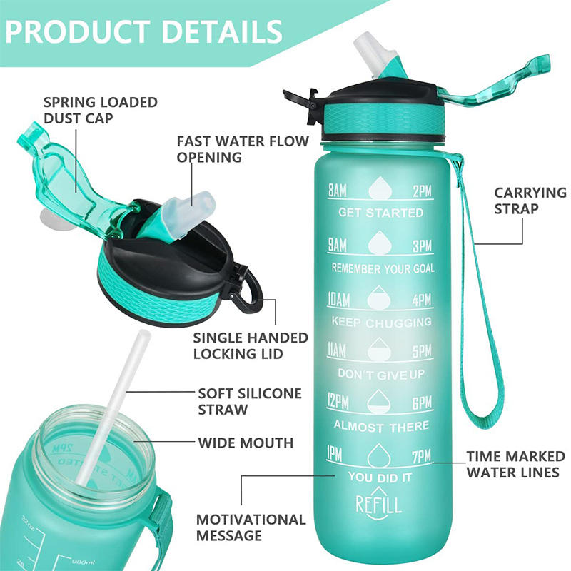 Hot Selling New Design 32oz 1000ml Plastic Water Bottles Premium Plastic Drinkware