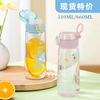500ml Sports Plastic Water Bottle with Tea Compartment Portable for Girls Outdoor Sports Direct Drinking Plastic Handle
