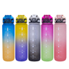 1L 32oz Motivational Gym Fitness Water Bottles BPA-Free PETG with Time Marker Wholesale Plastic Drinkware 1000ml Straw Bottle
