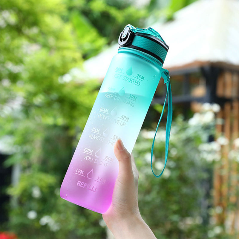 32oz Motivational Plastic Water Bottle with Time Marker and Straw Leakproof Fitness Accessory Great for Presents