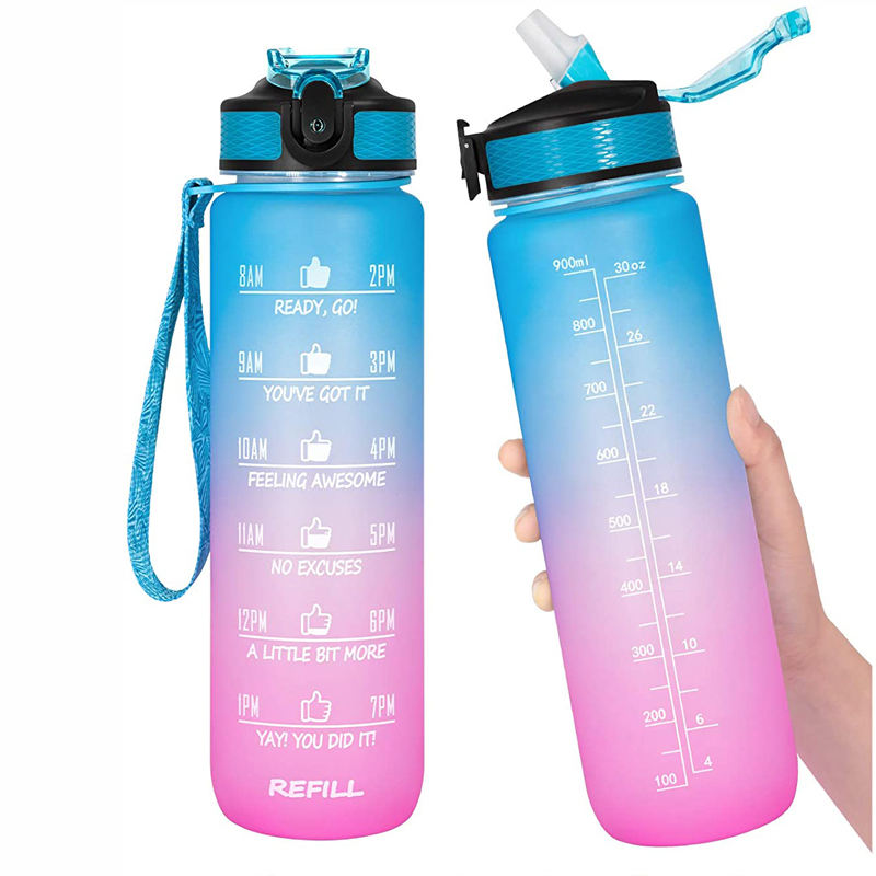 1L BPA-Free Motivational Plastic Water Bottle with Soft Straw for Day to Day Hydration Great Gift Idea