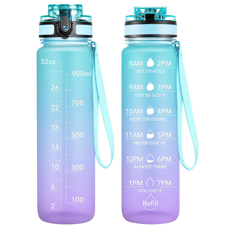 BPA-Free Leakproof Outdoor Gym Fitness Water Bottles Direct Drinking Plastic for Adults Children for Gym Motivational Present