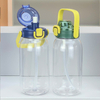 Cute Portable Plastic Water Bottles with Handle and Straw for Outdoor Sports or Gifts