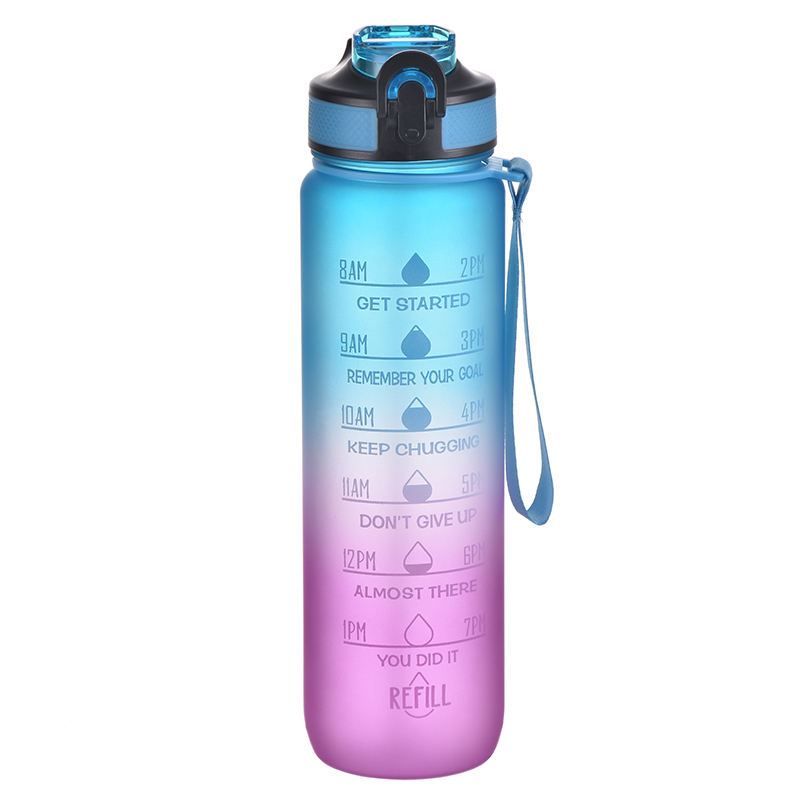 Motivational Time Marker 1L/32oz Gym Water Bottles for Camping BPA Free and Boiling Water Applicable
