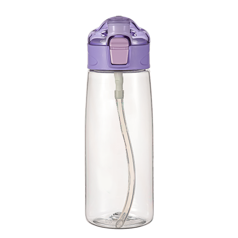 18oz BPA-Free Plastic Sports Water Bottle with Multifunction Lid and Straw Direct Drinking Bottle Customizable Logo
