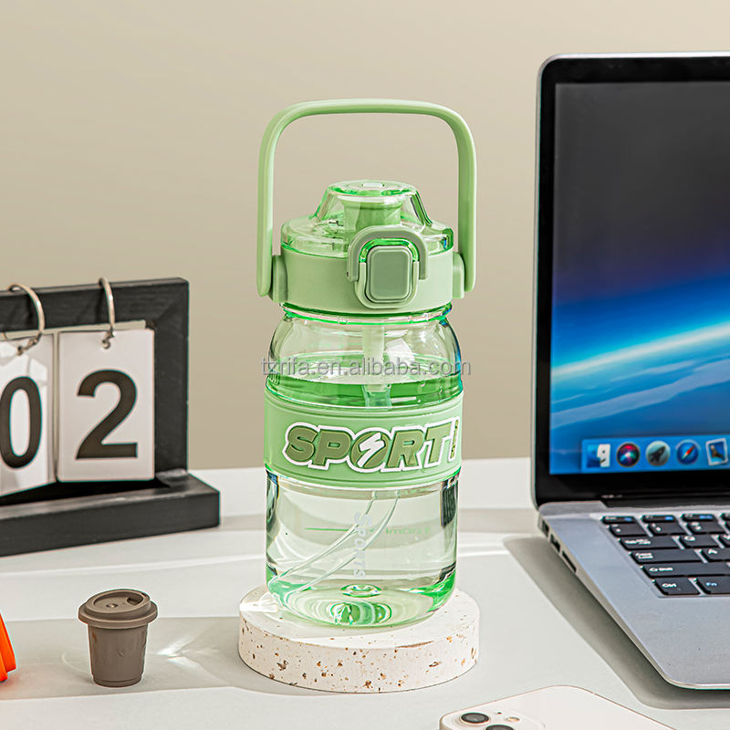 Portable Sports Water Bottle for Adults Kids High-Temperature Resistant Large Summer Capacity Colorful Straw Design for Gym