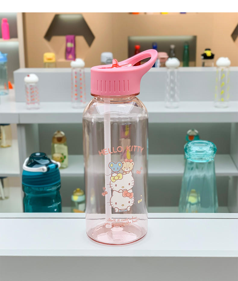 Creative Colorful Sports Plastic Drink Bottle with Portable Handle and Straw for Camping and Boiling Water