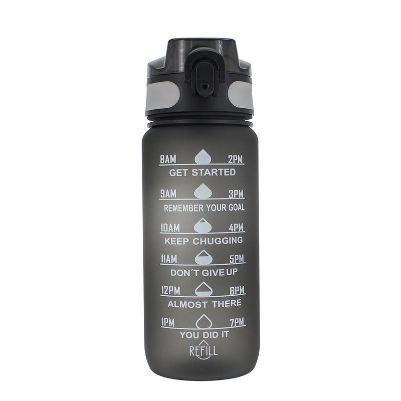 Sports 750ml Plastic Water Bottles with Straw and Time Marker Direct Drinking Flowing Water
