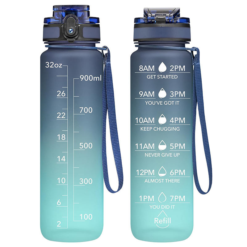 32oz Motivational Gradient BPA-Free Gym Fitness Sports Water Bottles Direct Drinking Plastic Water Jug
