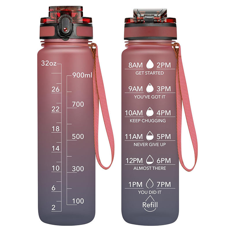 32oz Motivational Gradient BPA-Free Gym Fitness Sports Water Bottles Direct Drinking Plastic Water Jug