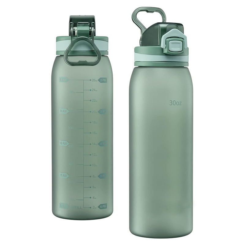 Custom 900ml Tritan Sport Water Bottle Large Capacity BPA Free Sk PC Direct Drinking Motivational Cups for Travel Fitness