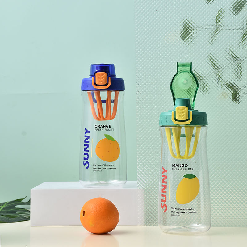 BPA-Free Water Bottle with Time Marker and Fruit Infuser Strainer for Camping and Boiling Water