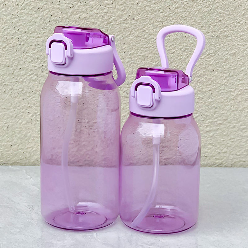 Wholesale 1500ML Colorful Side Handle Gym Sport Water Bottles Wide Mouth Plastic with Straw for Presents