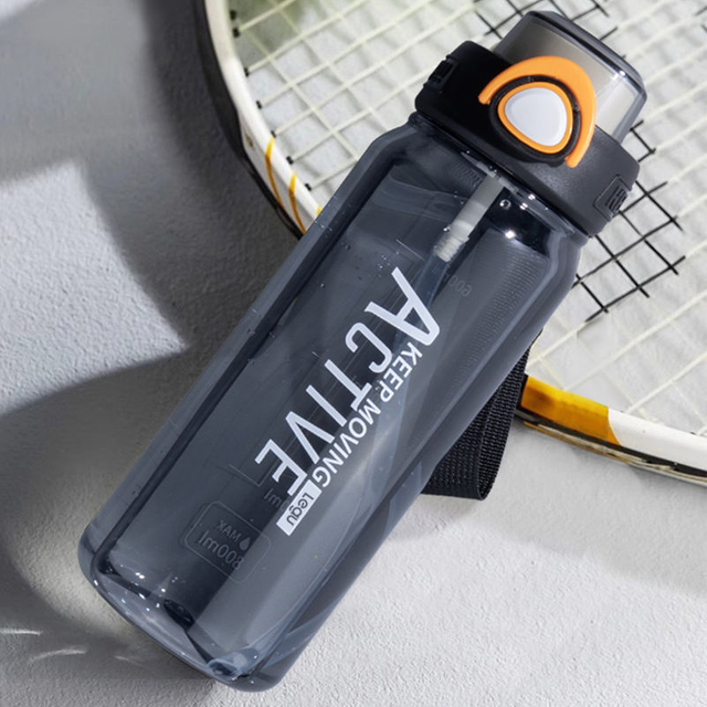 800ml Black Eco-Friendly Plastic Water Bottle for Students Double Drink Accessory Plastic Drinkware