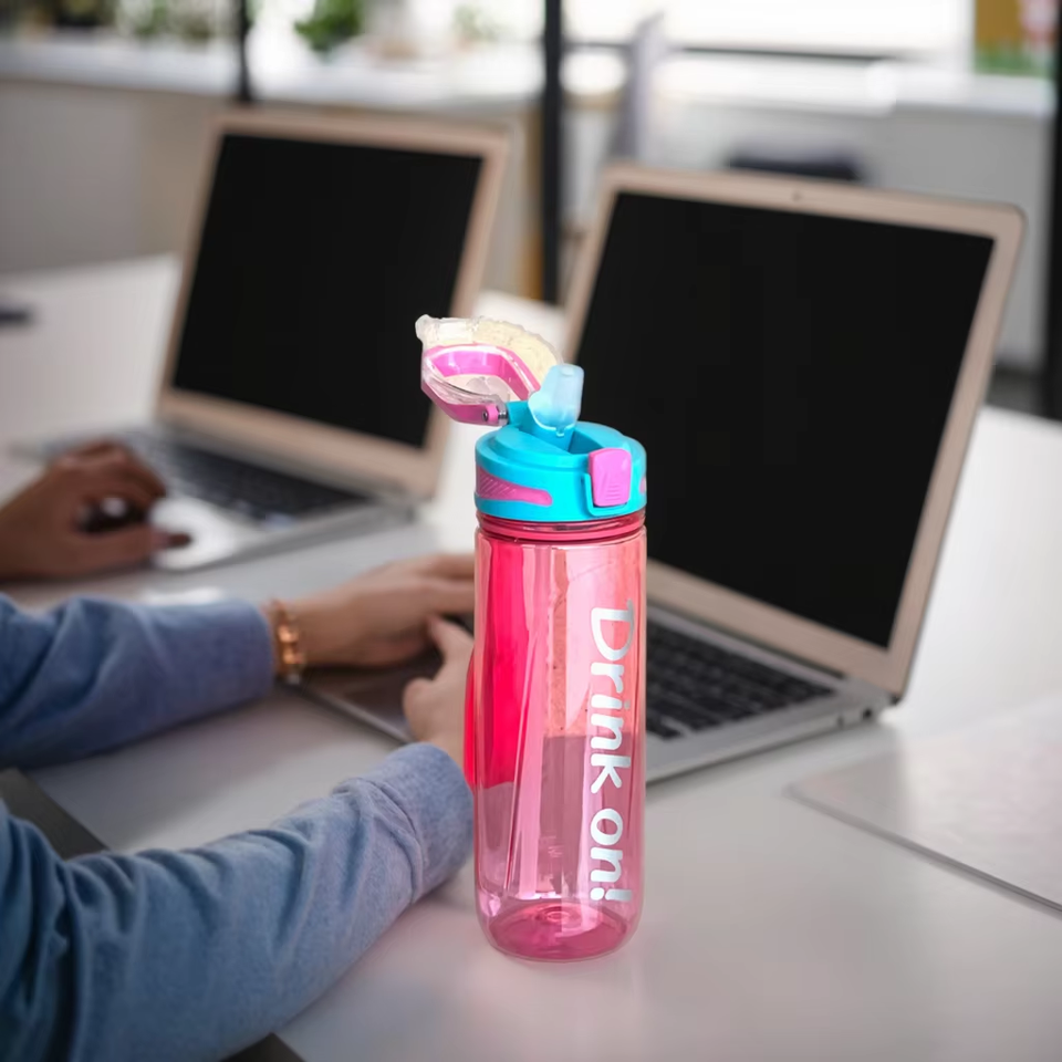 1000ml Plastic Water Bottles with Straw Flip Top Lid & Leakproof for Camping for Boiling Water