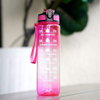 1000ml Gradient Plastic Water Bottle with Straw and Carry Rope for Camping and Boiling Water