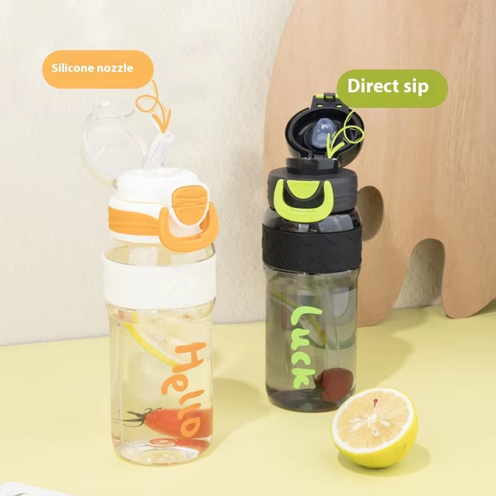 BPA-Free Large Capacity INS Custom Logo Bottle Portable Double Straws High Color Value Direct Drinking for Gym Use Free Direct