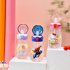 600ML BPA-Free Plastic Drinkware Flip Cover Water Bottle with Cartoon Printing and Straw Convenient and Stylish