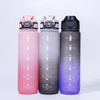 1L 32oz Motivational Gym Fitness Water Bottles BPA-Free PETG with Time Marker Wholesale Plastic Drinkware 1000ml Straw Bottle