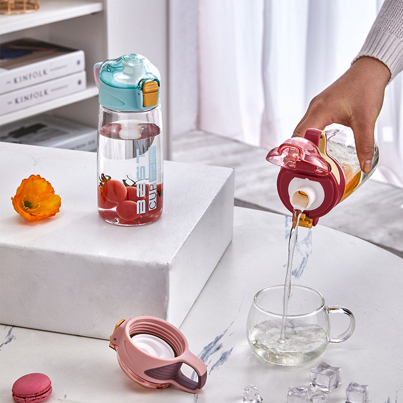 Large Capacity Portable Plastic Cup for Female Students Internet Celebrities High Color Value Direct Drinking Coated Water