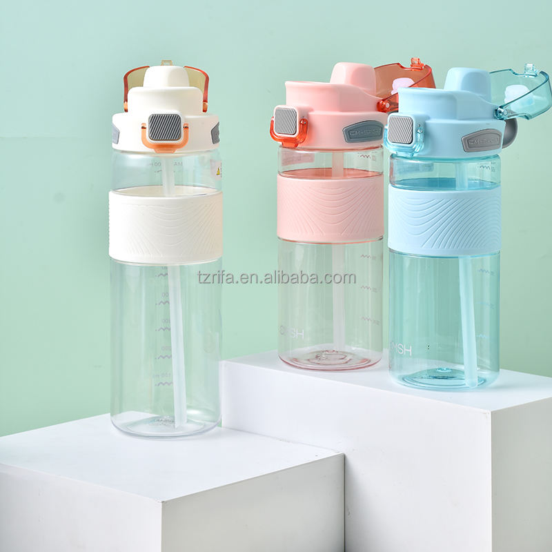 Portable BPA-Free Straw Water Bottle Time Scale New Leakproof Design for Students Kids for Outdoor Sports School Party-Friendly