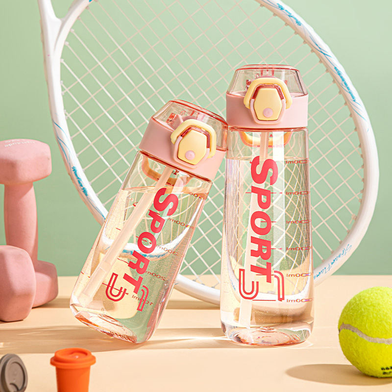 High Quality Eco-Friendly Portable Plastic Water Bottles with Flip Straw for Children and Camping for Boiling Water