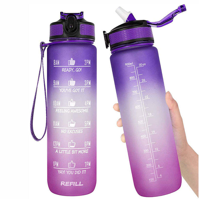 1L BPA-Free Motivational Plastic Water Bottle with Soft Straw for Day to Day Hydration Great Gift Idea