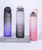 Custom 32oz/1000ml Portable Gym Straw Drinkware Coated Plastic Sports Bottle for Men Women Free 1L Direct Drinking Back School