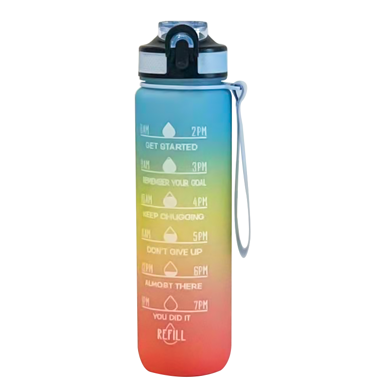Motivational Time Marker 1L/32oz Gym Water Bottles for Camping BPA Free and Boiling Water Applicable