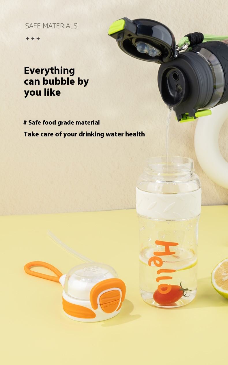 High Temperature Resistant Tritan Sports Water Bottle Large Capacity Portable Outdoor Straw Cup Student Food Grade