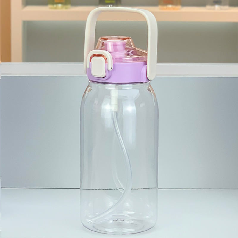 1000ml Big Capacity Fitness Gym Water Bottles with Straw Convenient Carry for Outdoor Festivals Plastic Drinkware