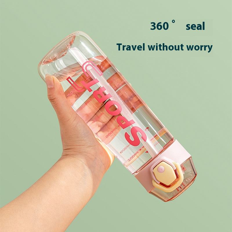 Hot Selling 600ml Tritan Plastic Drink Water Bottle BPA-Free for Outdoor Sports Transparent Handle Carry Strap Suction Nozzle
