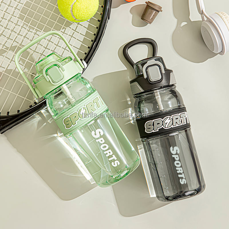 Portable Sports Water Bottle for Adults Kids High-Temperature Resistant Large Summer Capacity Colorful Straw Design for Gym