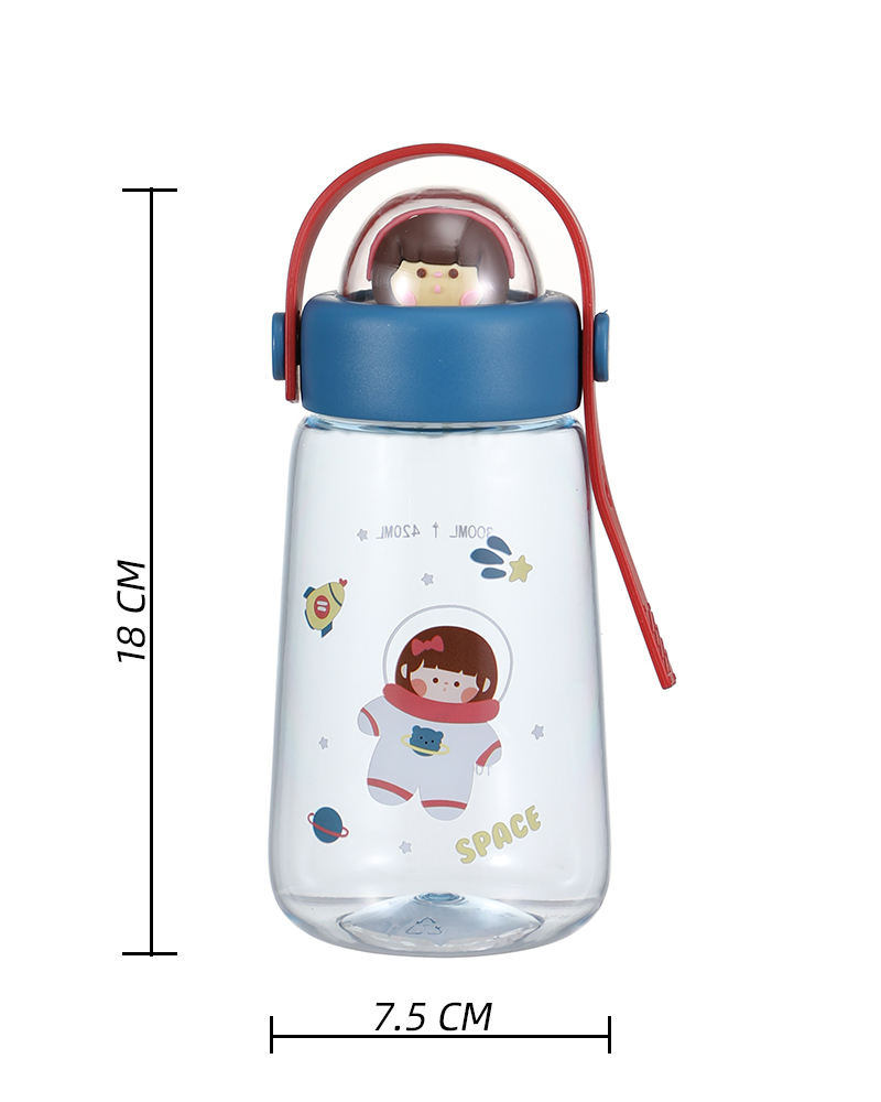 Cute Cartoon Strap Water Bottle for Kids Plastic Primary School Student Cup Direct Drinking