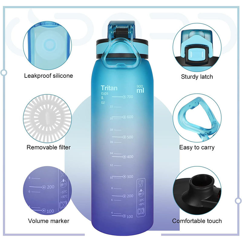 Wholesale 30oz Wide Mouth Gradient Sports Gym Water Bottles Leakproof Flip Top Lid for Boiling Water & Camping