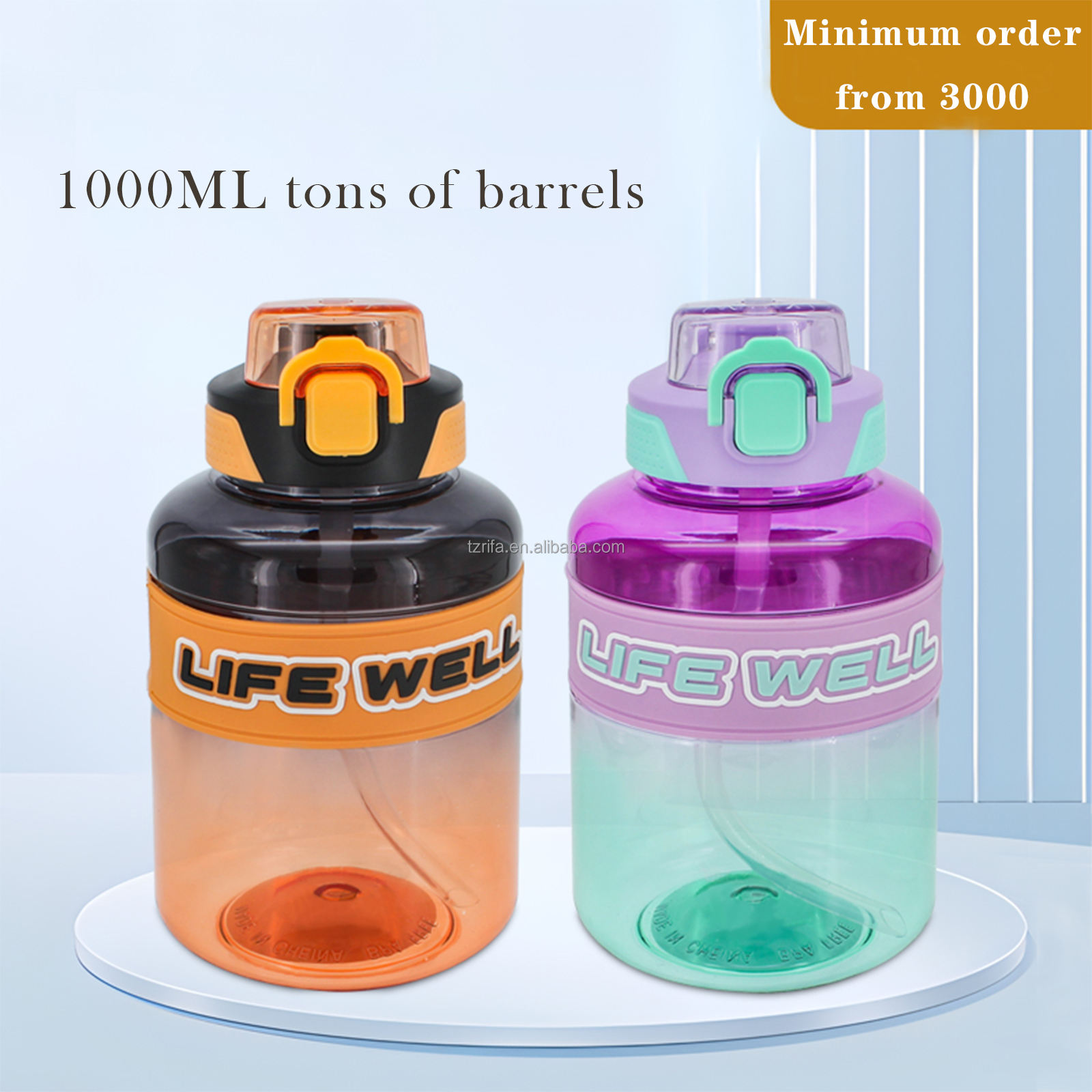 High-Temperature Large Capacity Sports Water Bottle Straw Portable Food Grade Plastic Customizable for Students Children for