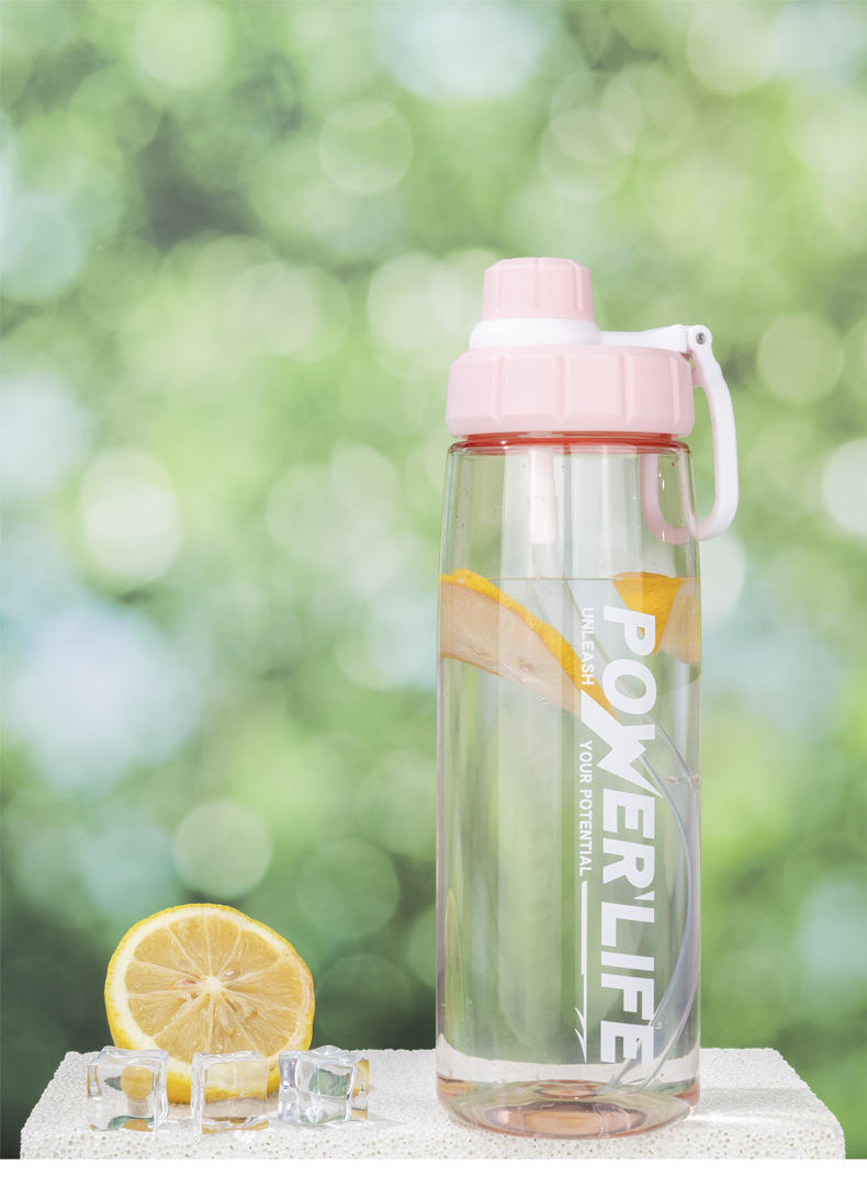 Custom Logo 750ml Portable Plastic Sports Water Bottle with Handle Colorful Transparent Flat Design 25oz Capacity for Travel