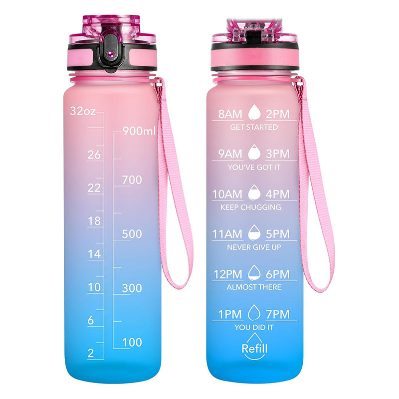 32oz Motivational Gradient BPA-Free Gym Fitness Sports Water Bottles Direct Drinking Plastic Water Jug