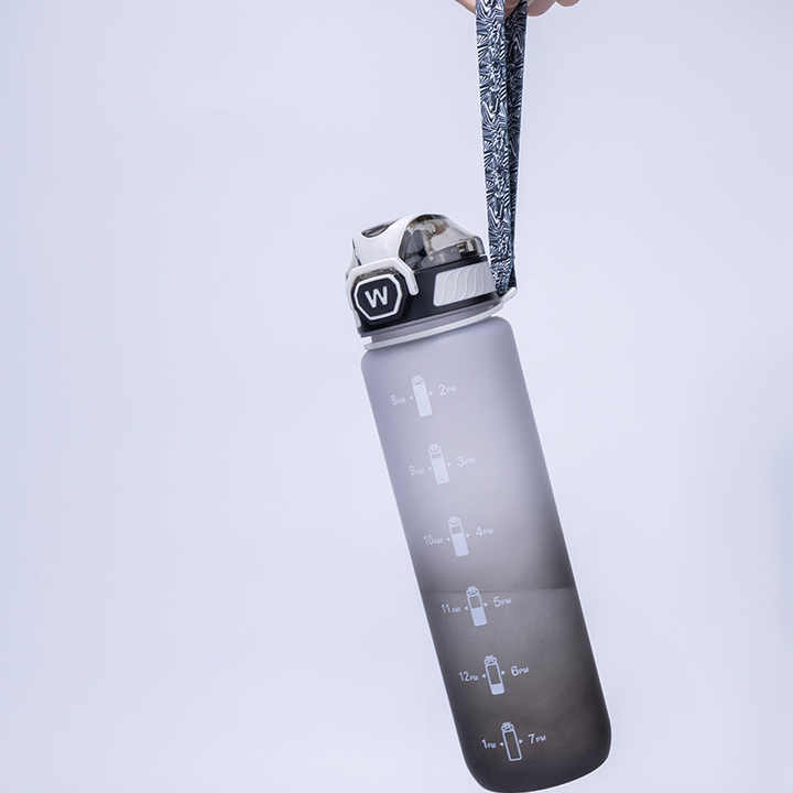 1L 32oz Motivational Gym Fitness Water Bottles BPA-Free PETG with Time Marker Wholesale Plastic Drinkware 1000ml Straw Bottle