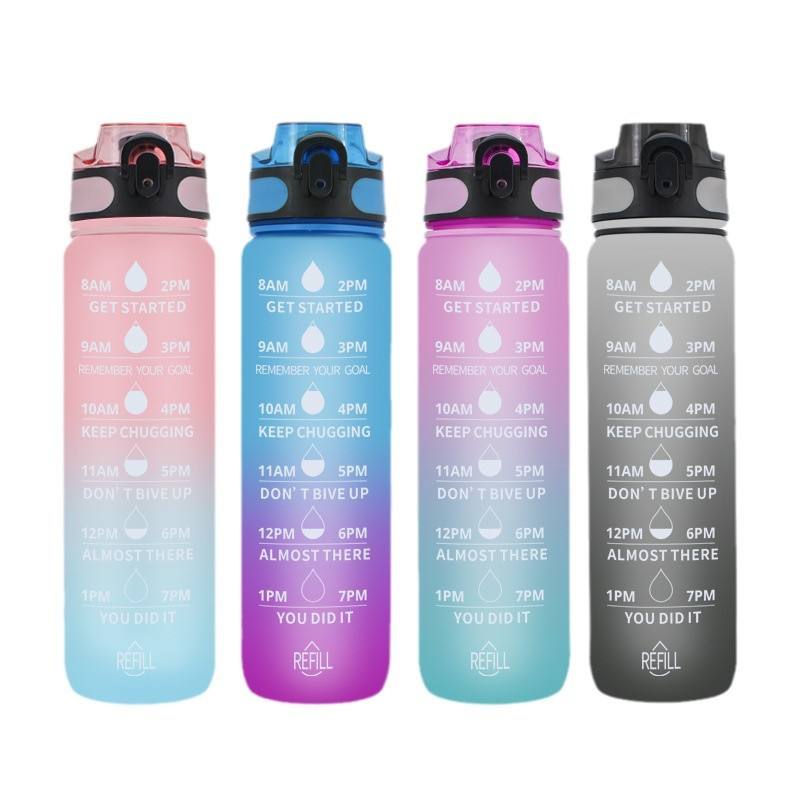 Gradient 32 Oz Large Removable Strainer Motivational Drinking Water Bottle
