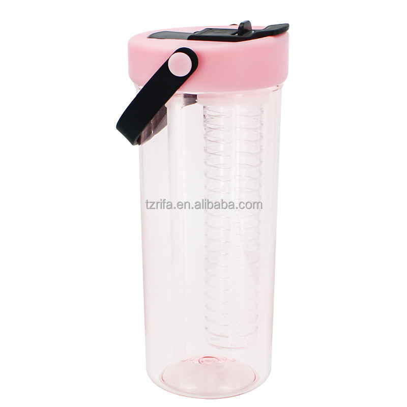 Bpa Free 750ml Filter Fruit Tea Water Bottle Outdoor Plastic Water Bottle With Straw and Long Infuser
