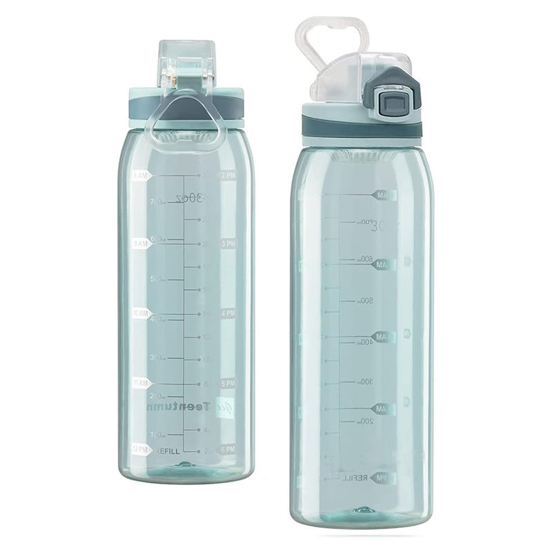 900ml BPA-Free Plastic Sports Water Bottle Portable and Stylish with Capacity Scale for Camping