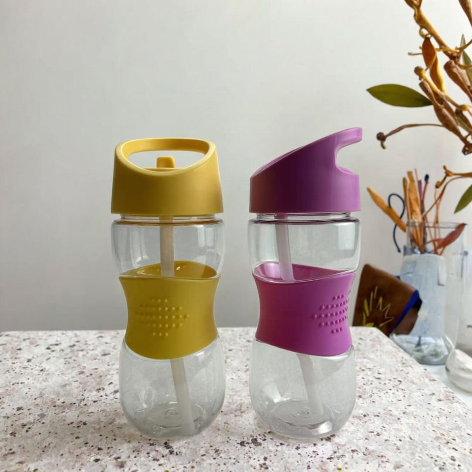 400ml High-Appearance Candy Color Non-Slip Straw Cup High Temperature Resistant Plastic with Handle for Direct Drinking