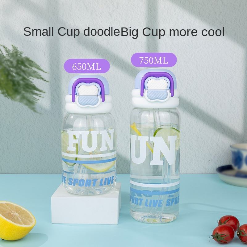 Eco-Friendly 650ml Tritan Portable Plastic Water Bottle with Flip Straw Beautiful Colours BPA-Free Sippy Cups for Camping