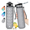 Custom LOGO Frosted Leakproof Motivational Water Bottles With Removable Straw